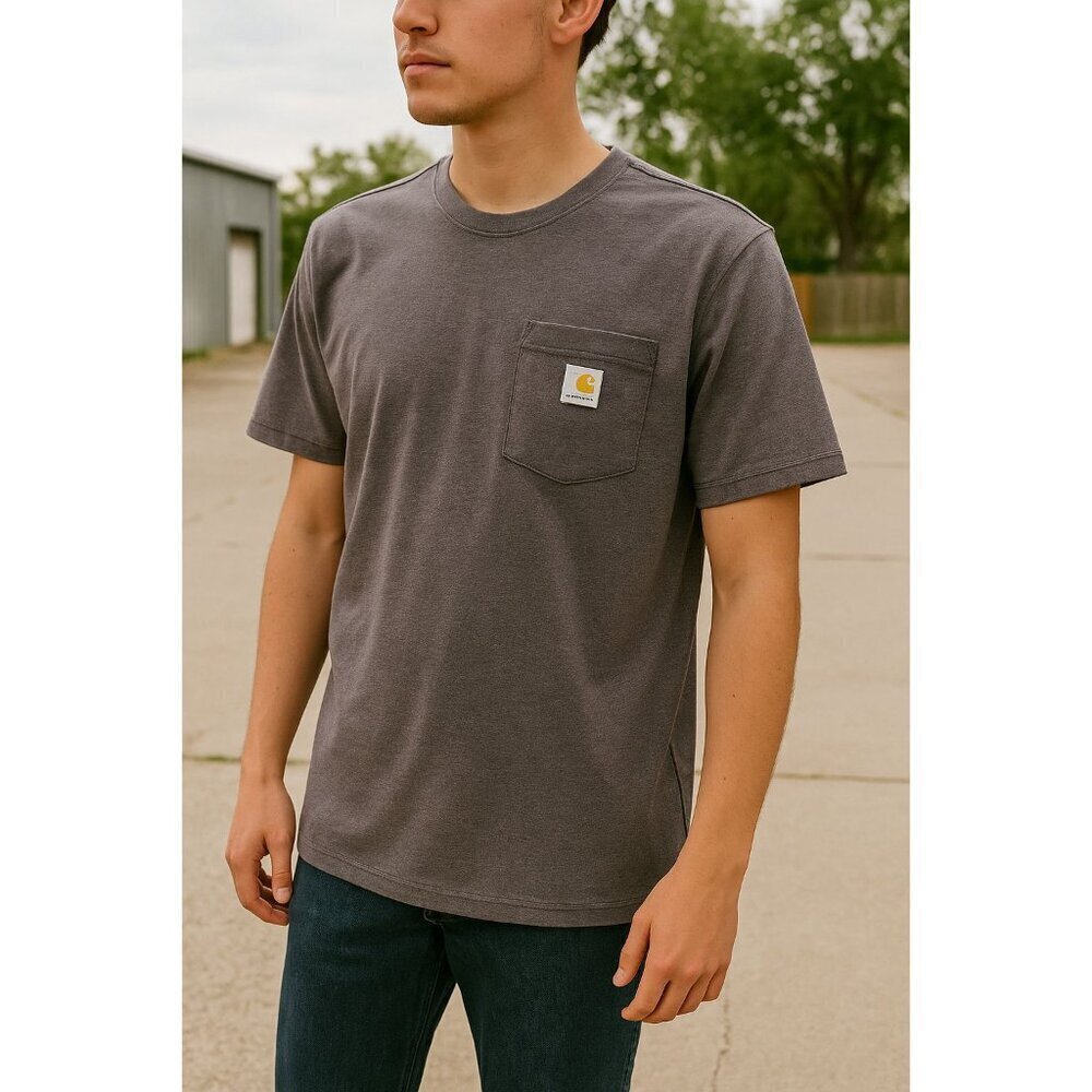 Carhartt Kids T-Shirt Youth Small S 4-6 Gray Pocket Tee Workwear Boy's K87